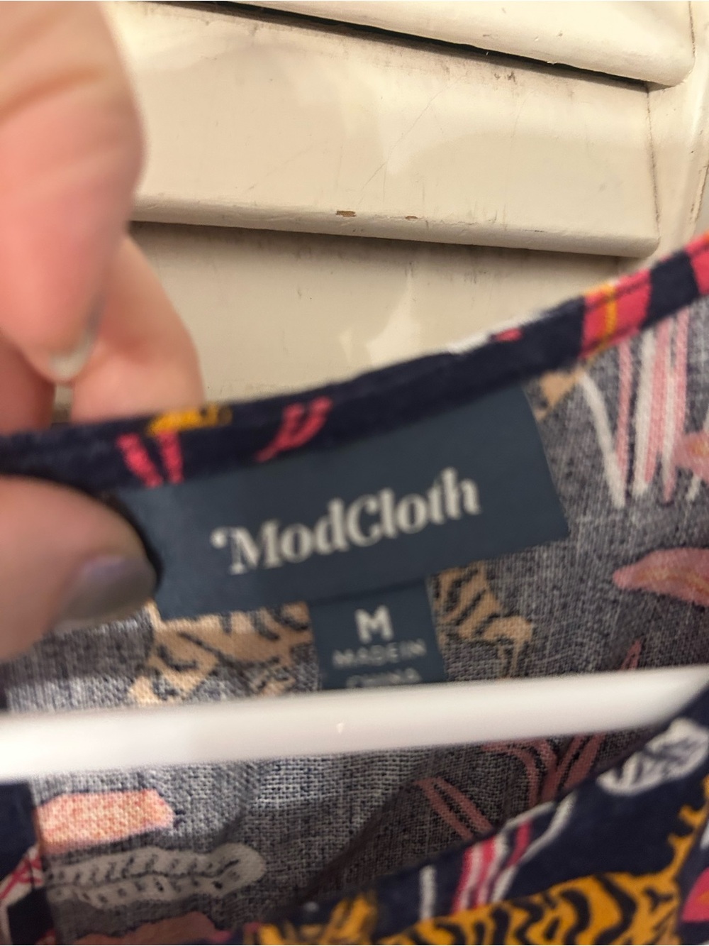 Modcloth Navy Short-Sleeve Jumpsuit with  Leopard Motif Bold Notion (pockets!) - Picture 2 of 5